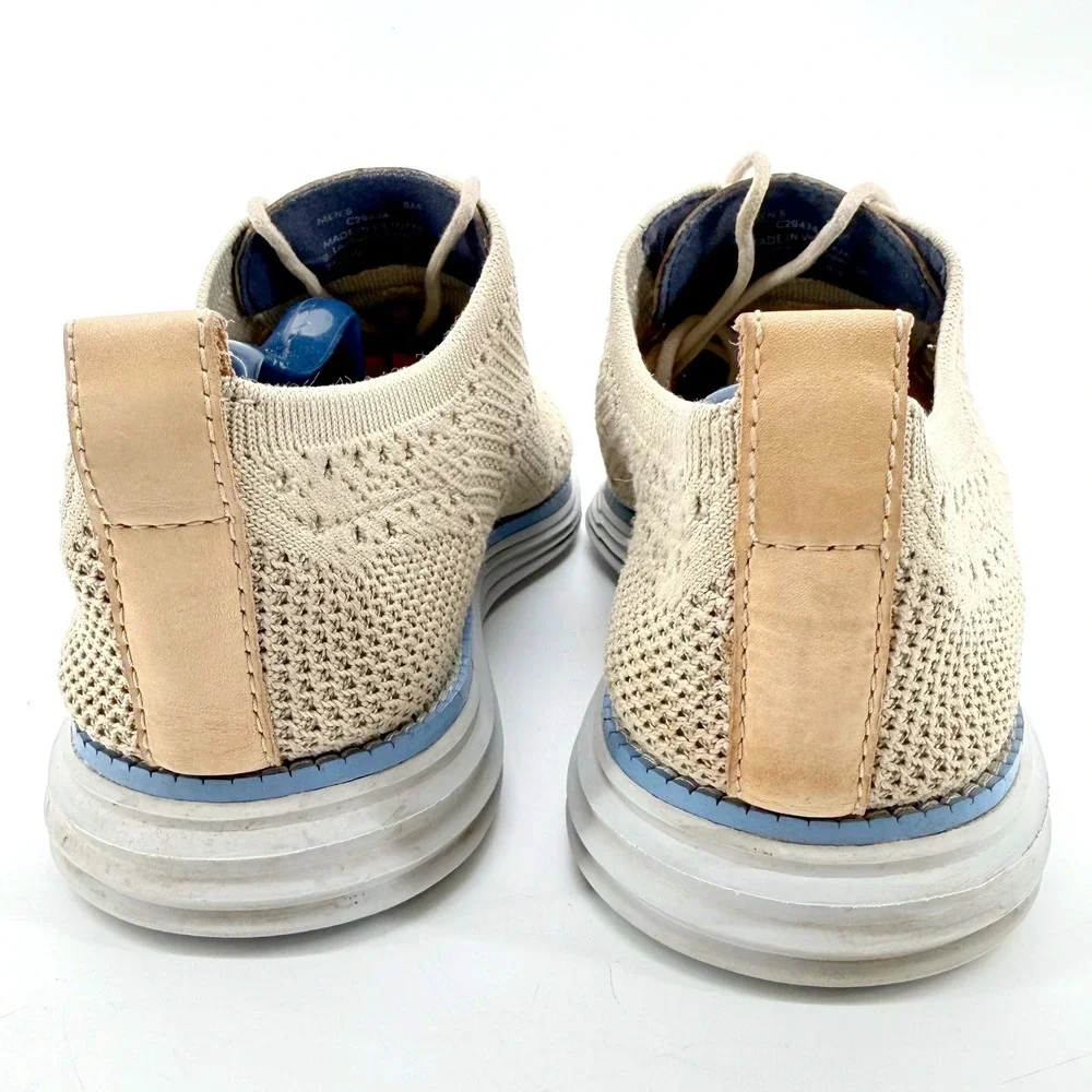 Cole Haan OriginalGrand Wingtip Oxford Mens 8 Beige Knit C29434 Stitchlite